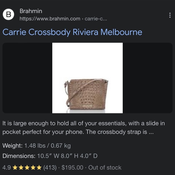 Brahmin Carrie Crossbody Riviera Melbourne bag - Picture 9 of 9